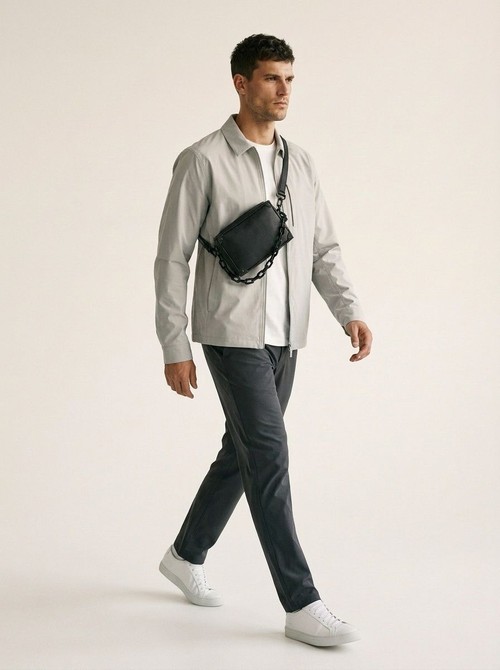 Urban Black Crossbody Bag with Chain Strap