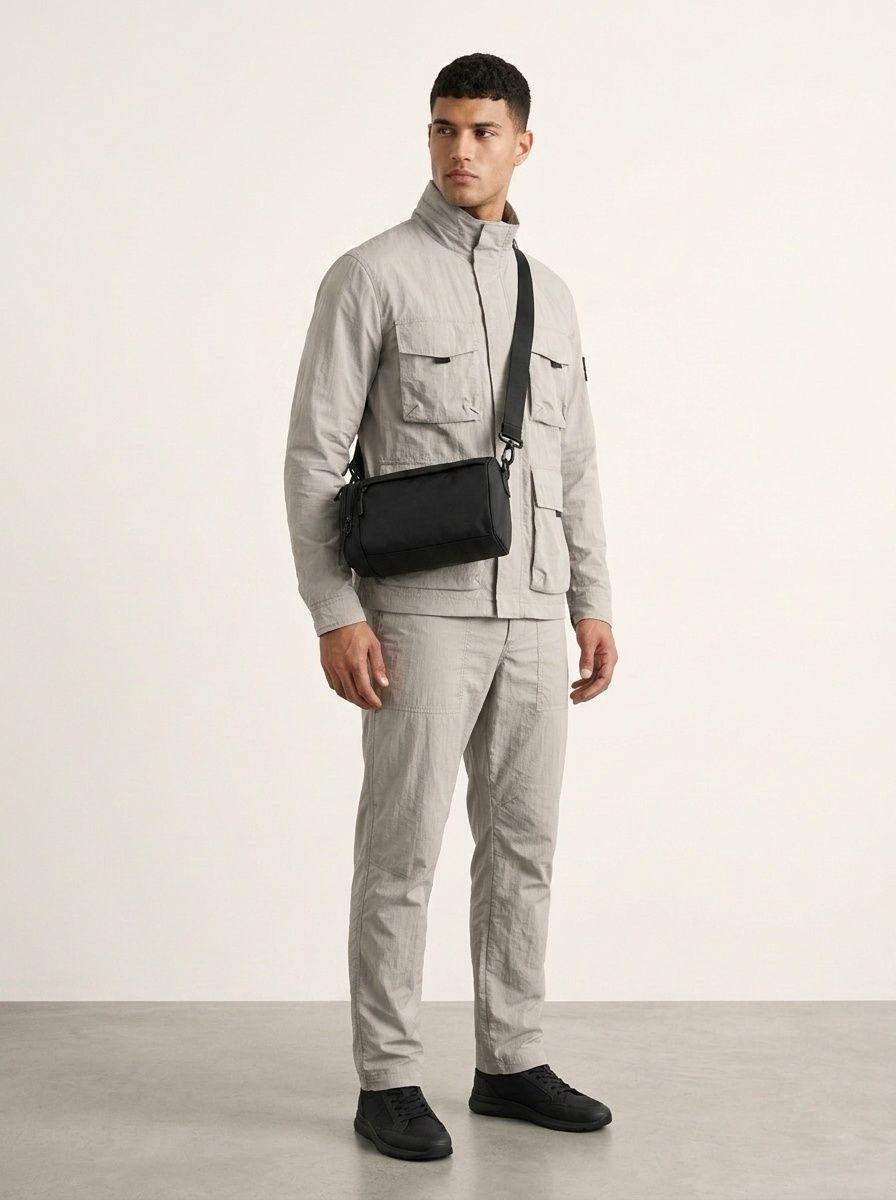 Men's Minimalist Black Crossbody Shoulder Bag