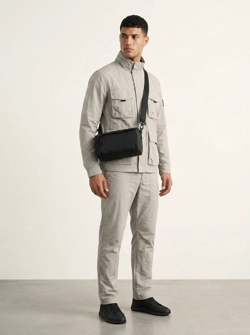 Men's Minimalist Black Crossbody Shoulder Bag