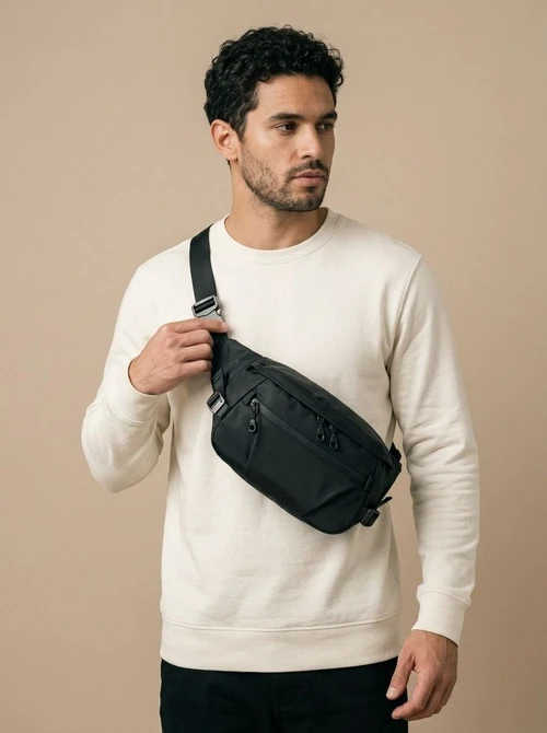Sleek Black Crossbody Sling Bag for Travel & Daily Use