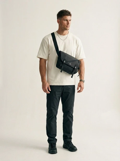 Men's Casual Black Messenger Bag Tech Crossbody