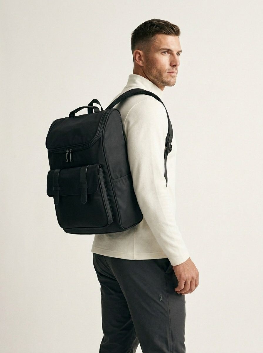 Black Laptop Backpack for Men & Women - Stylish Travel Bag