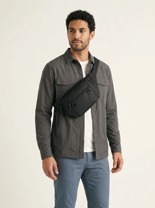 Black Casual Fanny Pack Waist Bag for Men & Women