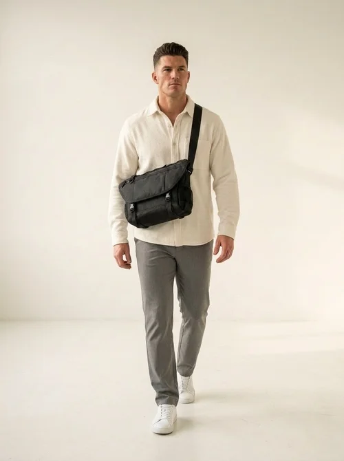 Utility Techwear Messenger Bag - Durable Crossbody Sling