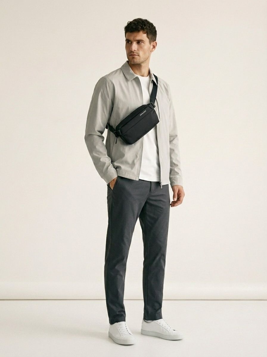 Men's Black Crossbody Sling Bag Chest Pack