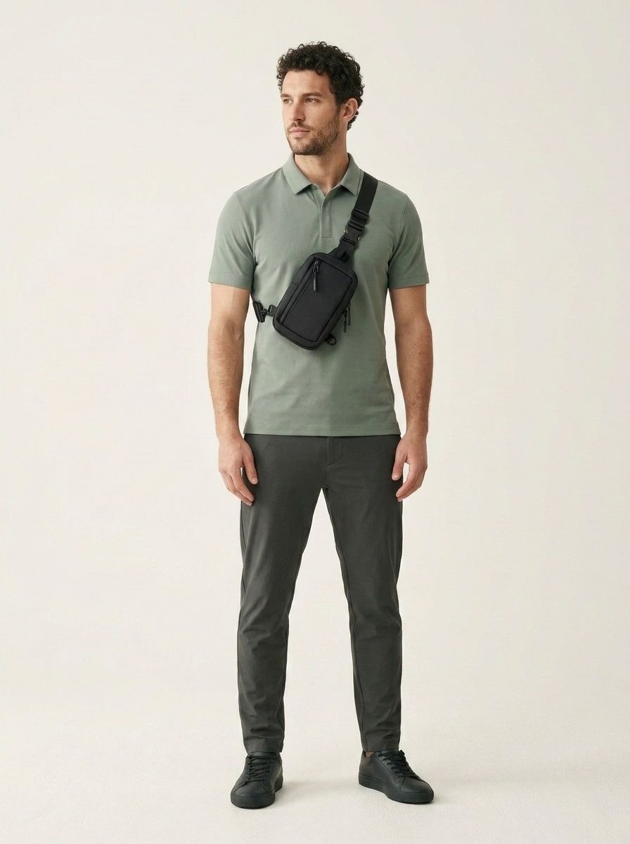 Men's Compact Crossbody Sling Bag - Black