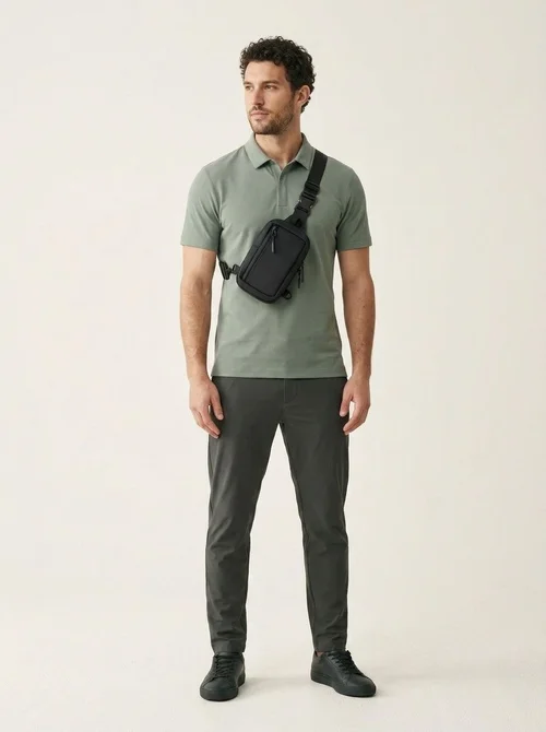 Men's Compact Crossbody Sling Bag - Black