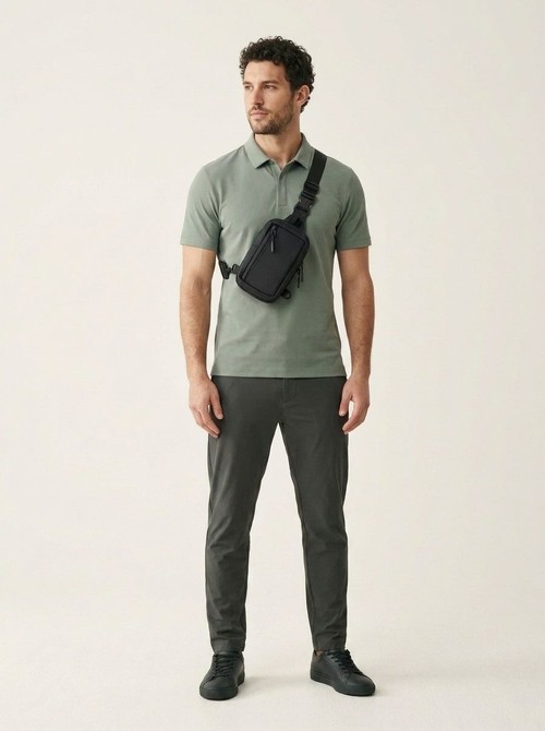 Men's Compact Crossbody Sling Bag - Black