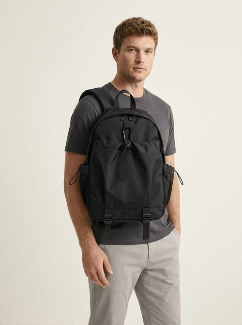 Black Casual Everyday Backpack with Laptop Sleeve