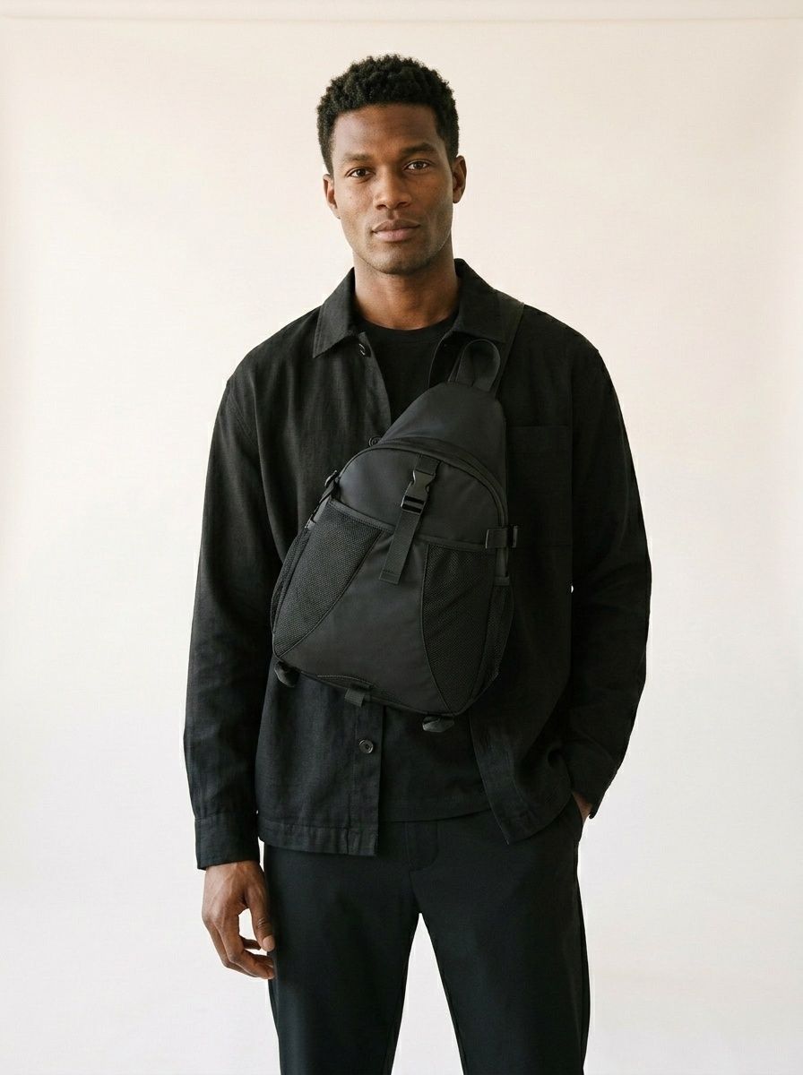 Black Casual Sling Bag - Travel Crossbody Chest Pack