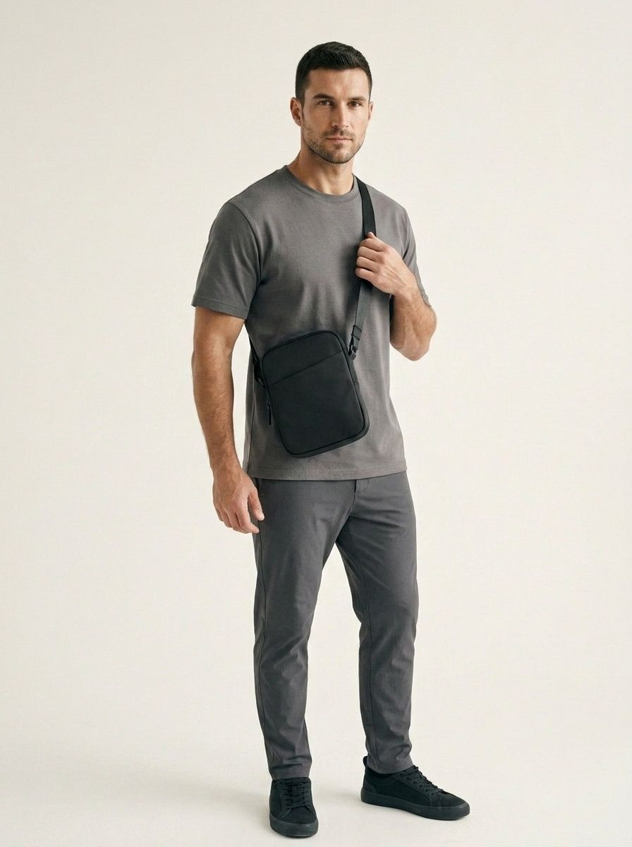 Men's Black Mini Crossbody Bag - Everyday Sling Pouch