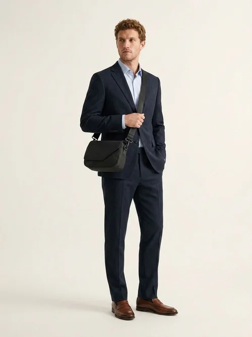 Men's Minimalist Matte Black Crossbody Messenger Bag