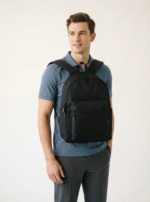 Minimalist Black Laptop Backpack - Travel & School