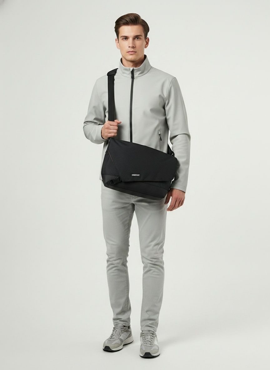 Men's Textured Crossbody Messenger Bag