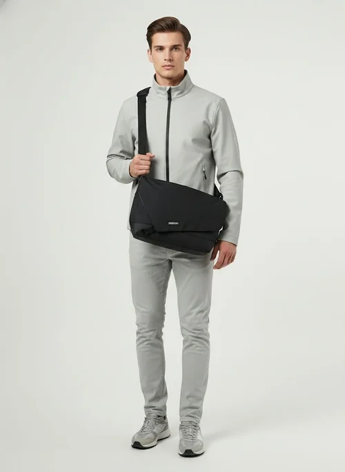 Men's Textured Crossbody Messenger Bag