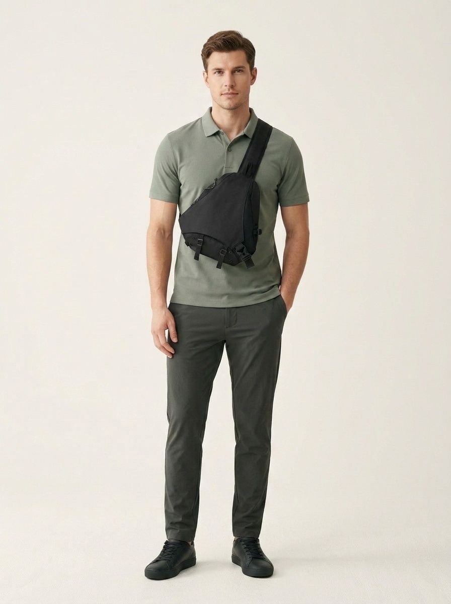 Sleek Black Sling Bag - Modern Crossbody Backpack