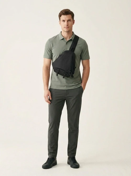 Sleek Black Sling Bag - Modern Crossbody Backpack