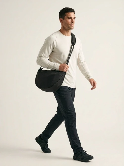 Men's Casual Black Crescent Crossbody Bag