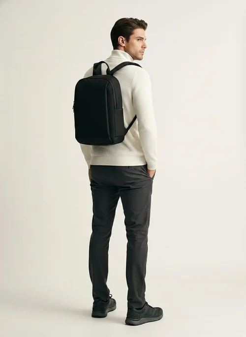Men's Matte Black Compact Sling Bag Mini Backpack
