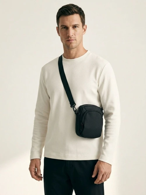 Men's Black Small Crossbody Bag - Everyday Sling Pouch