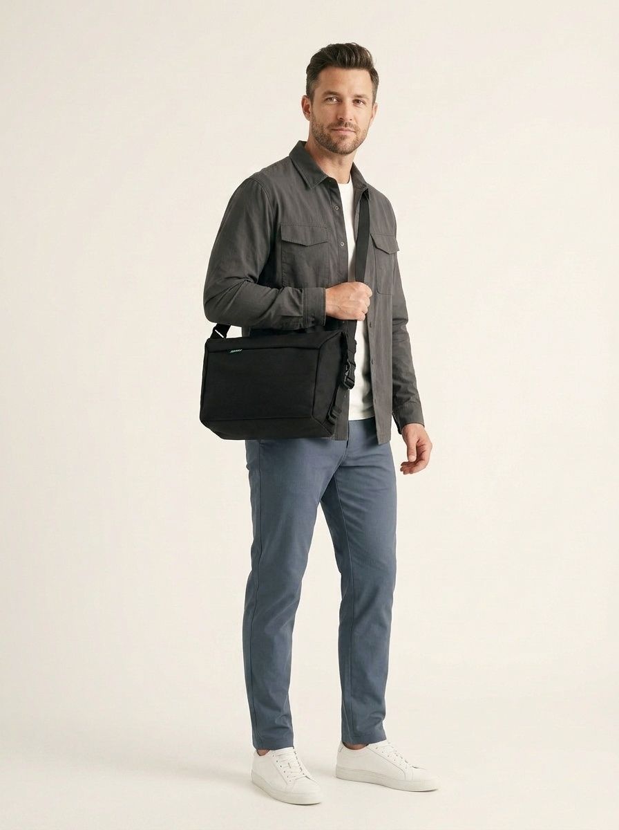 Men's Casual and SImple Style Black Messenger Bag - Crossbody Shoulder Bag