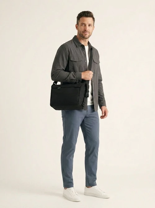 Men's Casual and SImple Style Black Messenger Bag - Crossbody Shoulder Bag