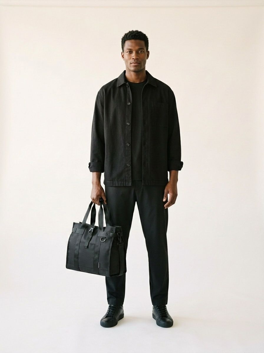 Men's Black Tote Bag - Laptop Shoulder Messenger