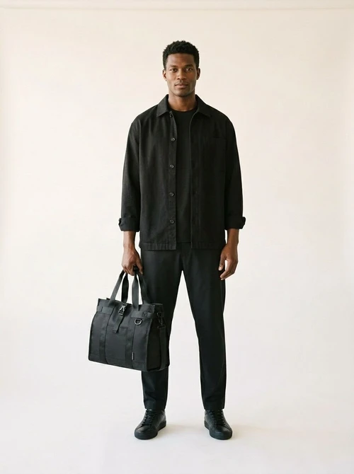 Men's Black Tote Bag - Laptop Shoulder Messenger