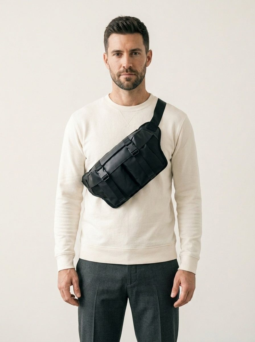 Men's Tactical Crossbody Chest Bag - Black Utility Sling