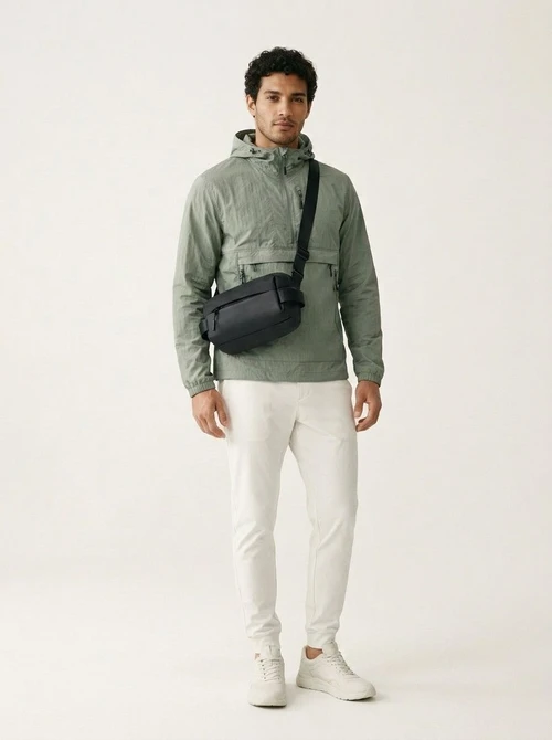 Sleek Matte Black Crossbody Smart Sling Bag for Men