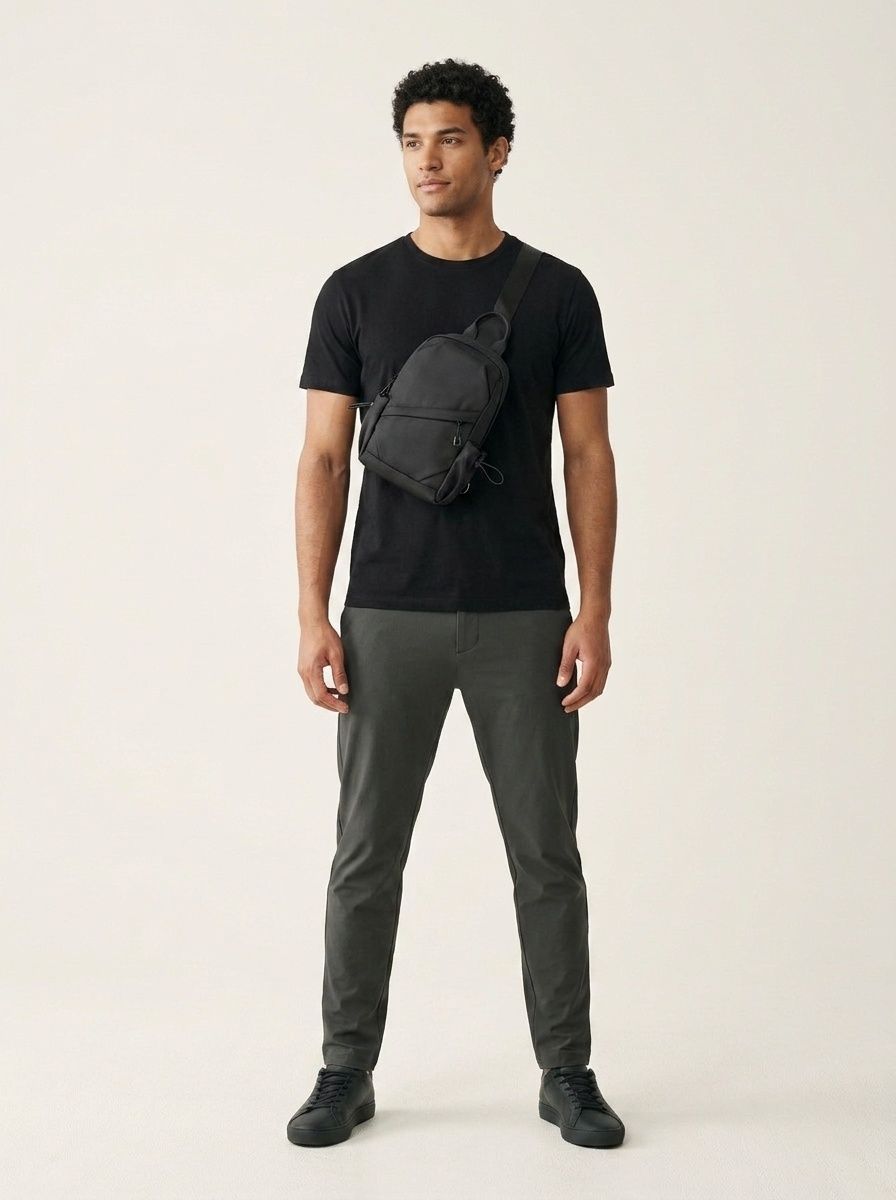 Men's Lightweight Black Crossbody Sling Bag