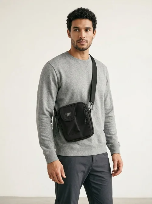 Men's Black Crossbody Bag - Utility Shoulder Sling