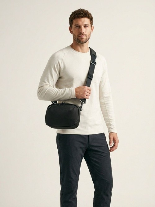 Men's Minimalist Black Crossbody Sling Bag - Everyday Carry