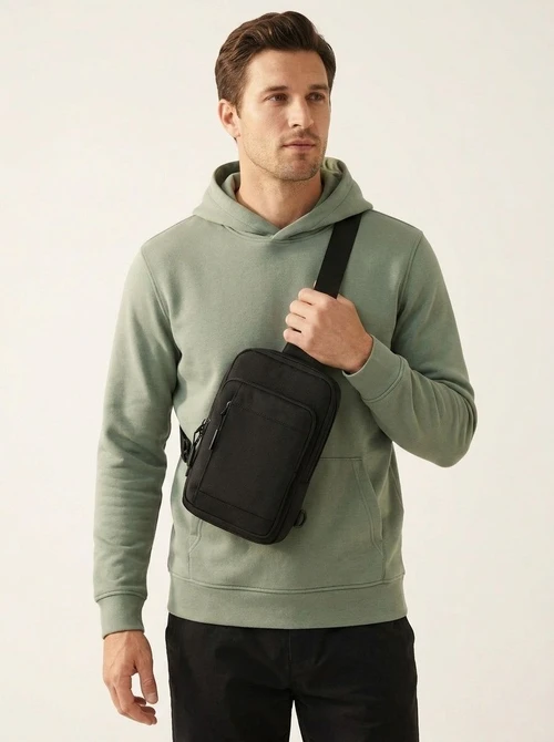 Men's Black Sling Bag - Crossbody Chest Pack