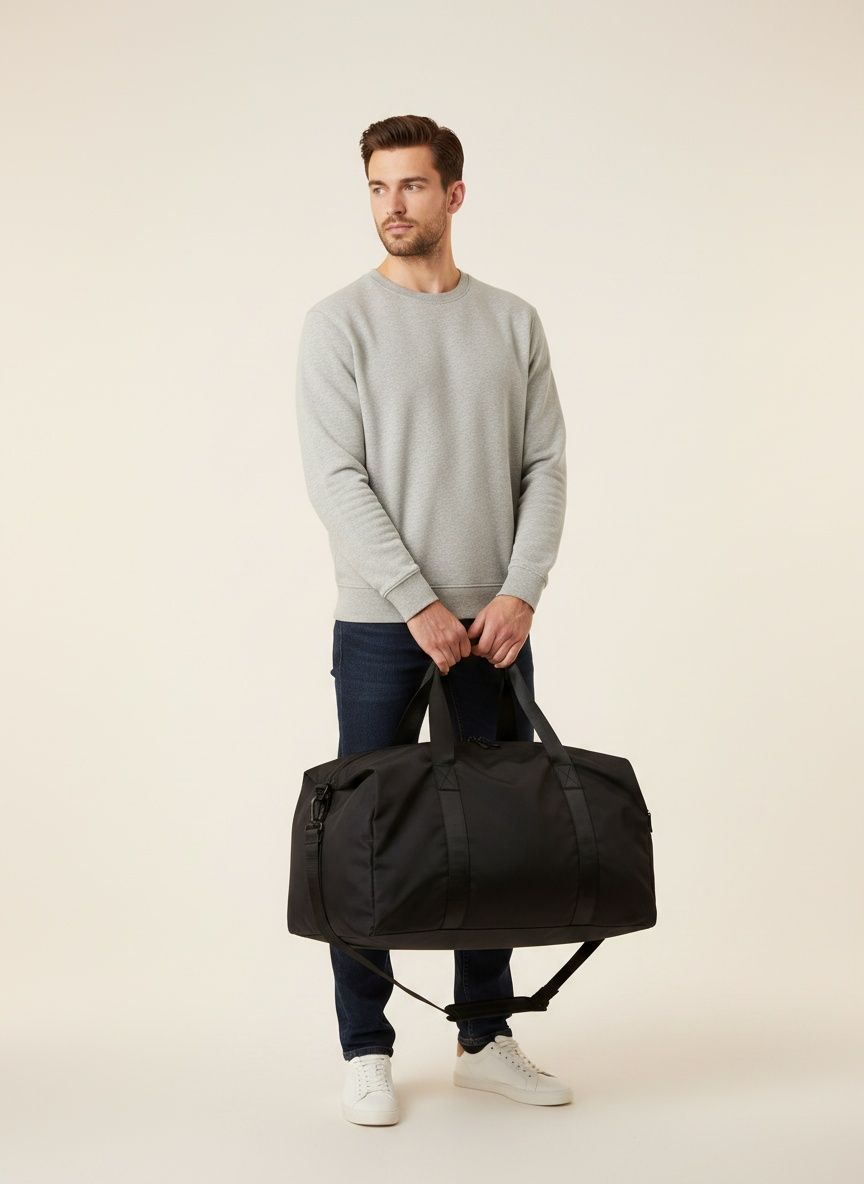 Black Gym Duffel Bag with Shoulder Strap