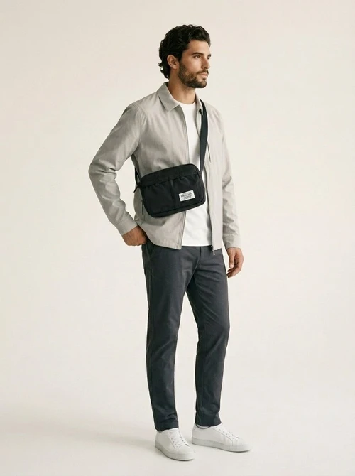 Unisex Black Crossbody Bag - Casual Shoulder Messenger