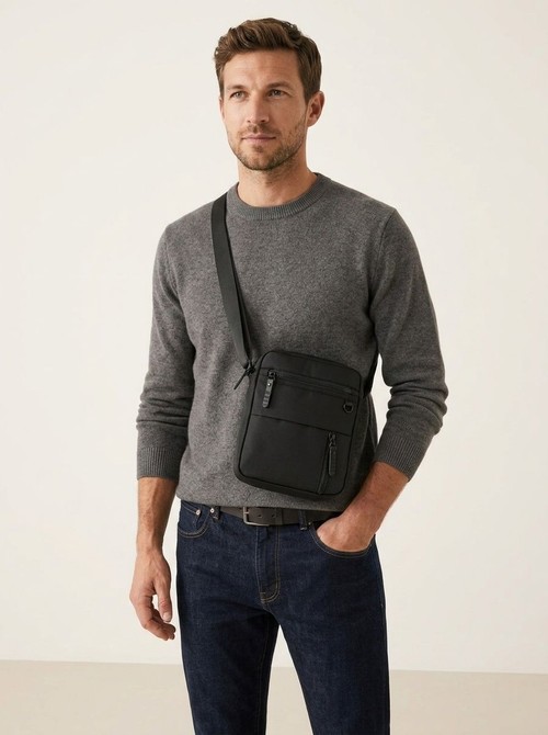 Men's Black Crossbody Shoulder Bag - Travel Sling