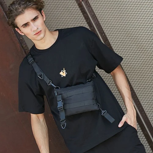 Men's Black Tactical Crossbody Bag - Utility Chest Pack