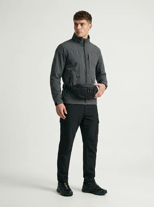 Sporty Black Fanny Pack - Waist Bag & Sling Bag