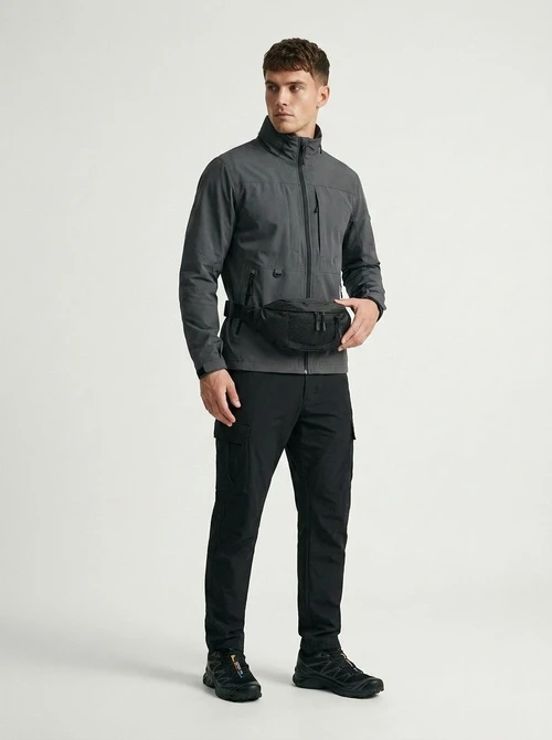 Sporty Black Fanny Pack - Waist Bag & Sling Bag