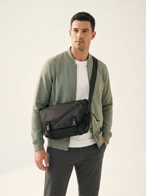 Men's Black Messenger Bag - Tech Crossbody Sling