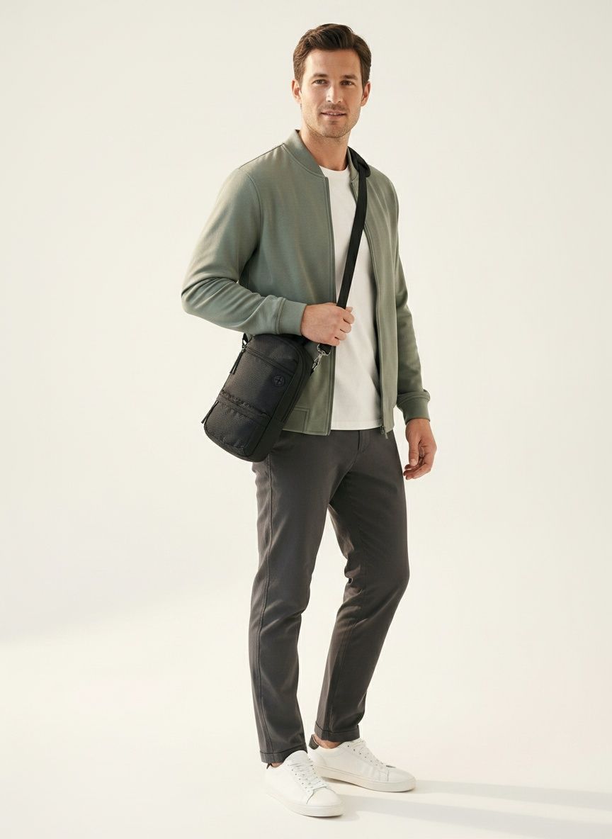 Men's Black Crossbody Sling Bag - Lightweight & Durable