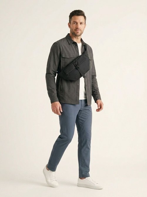 Sleek Black Crossbody Sling Bag - Modern Waist Pack