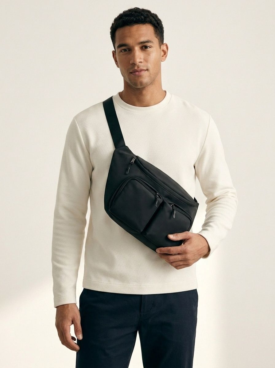 Unisex Multi-Pocket Waterproof Sling Crossbody Bag