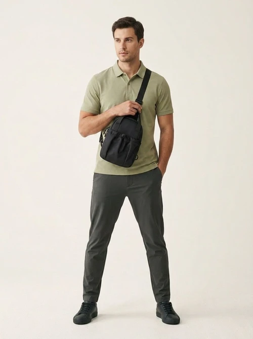 Convertible Mini Backpack Sling Bag - Black Nylon