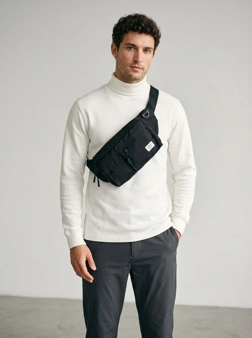 Black Utility Sling Bag - Modern Crossbody