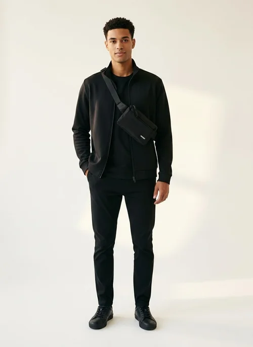 Sac banane décontracté noir pour homme, sac bandoulière, sac de poitrine