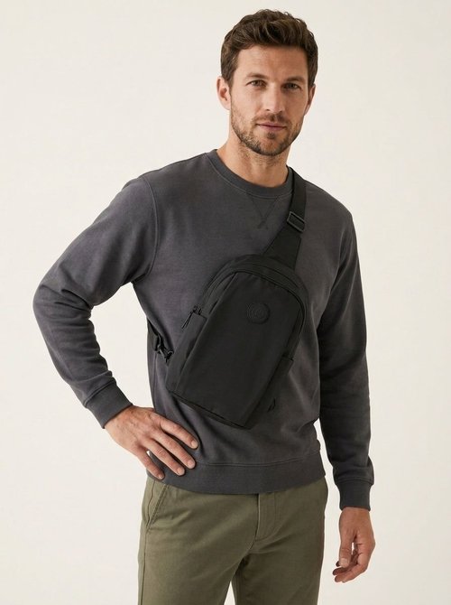 Sac bandoulière noir léger - Sac de poitrine bandoulière pour homme