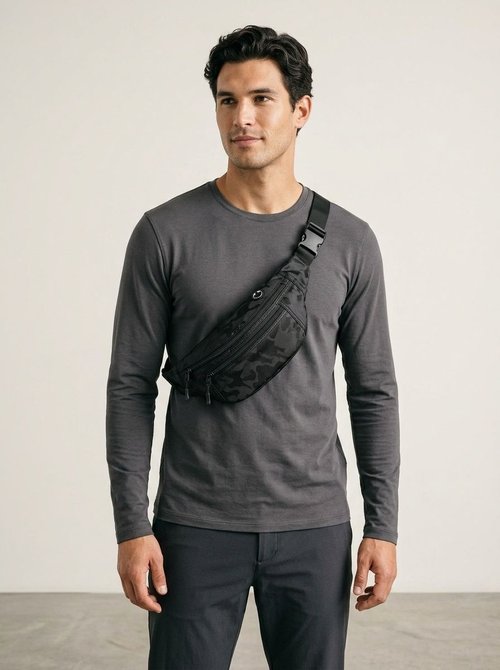 Sac bandoulière camouflage sportif - Sacoche de poitrine et de ceinture polyvalente