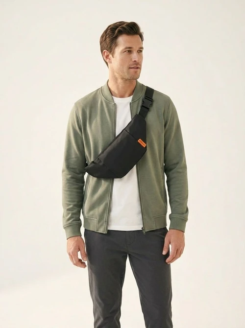 Men's Black Crossbody Sling Bag - Casual Fanny Pack